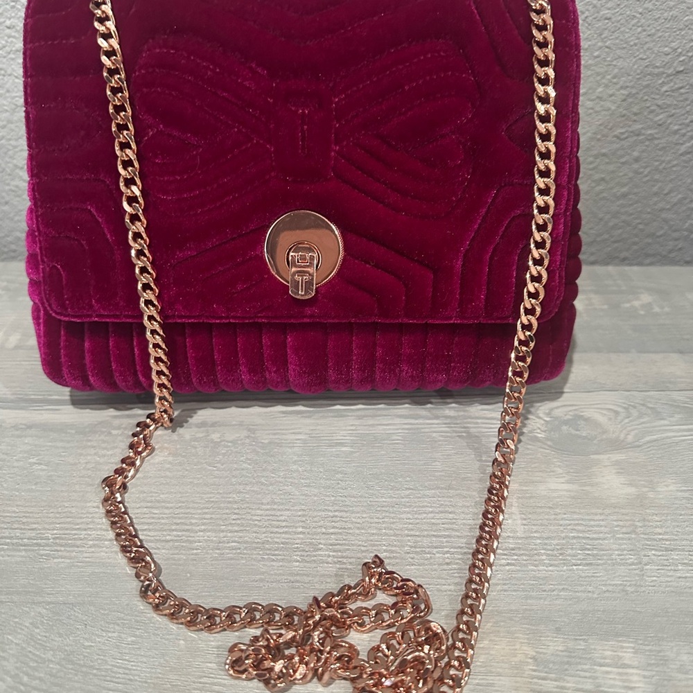 Ted Baker Red Crossbody Bag with Quilted Velvet
